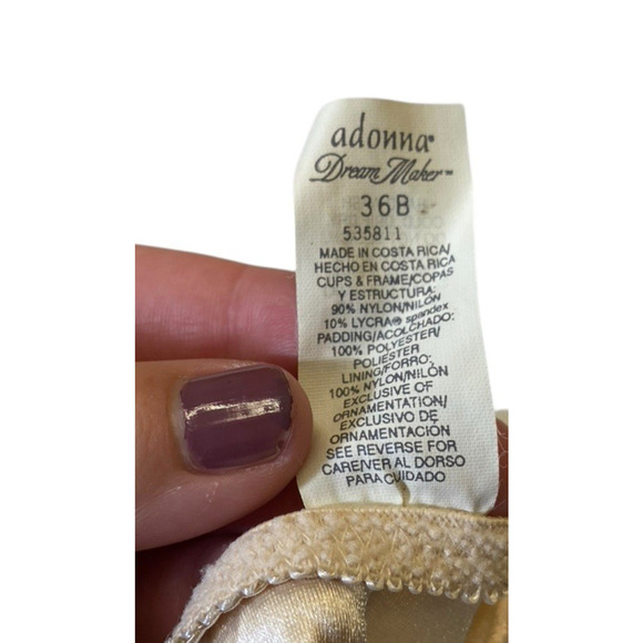 1960s 1970s Adonna Bra Dream Maker 36 B Satin Shiny Cream White Vintage Lingerie - Picture 7 of 9